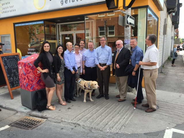 The Key2Access team with a CNIB member, the mayor of Ottawa, as well as several city councillors in Ottawa.